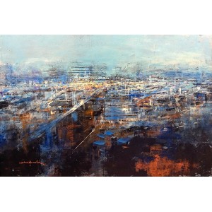 Shan Amrohvi, 30 x 42 inch, Acrylic on Canvas, Cityscape Painting, AC-SA-199